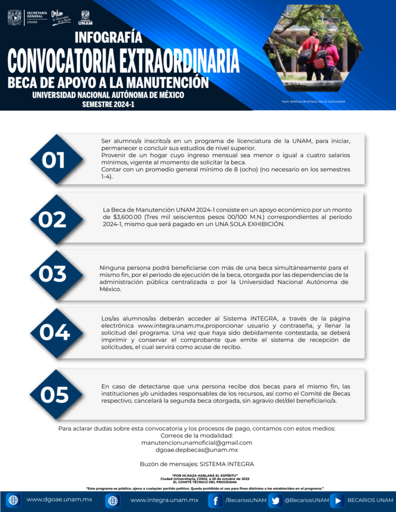 Beca de Apoyo a la Manutención UNAM 20241 Extraordinaria Portal de