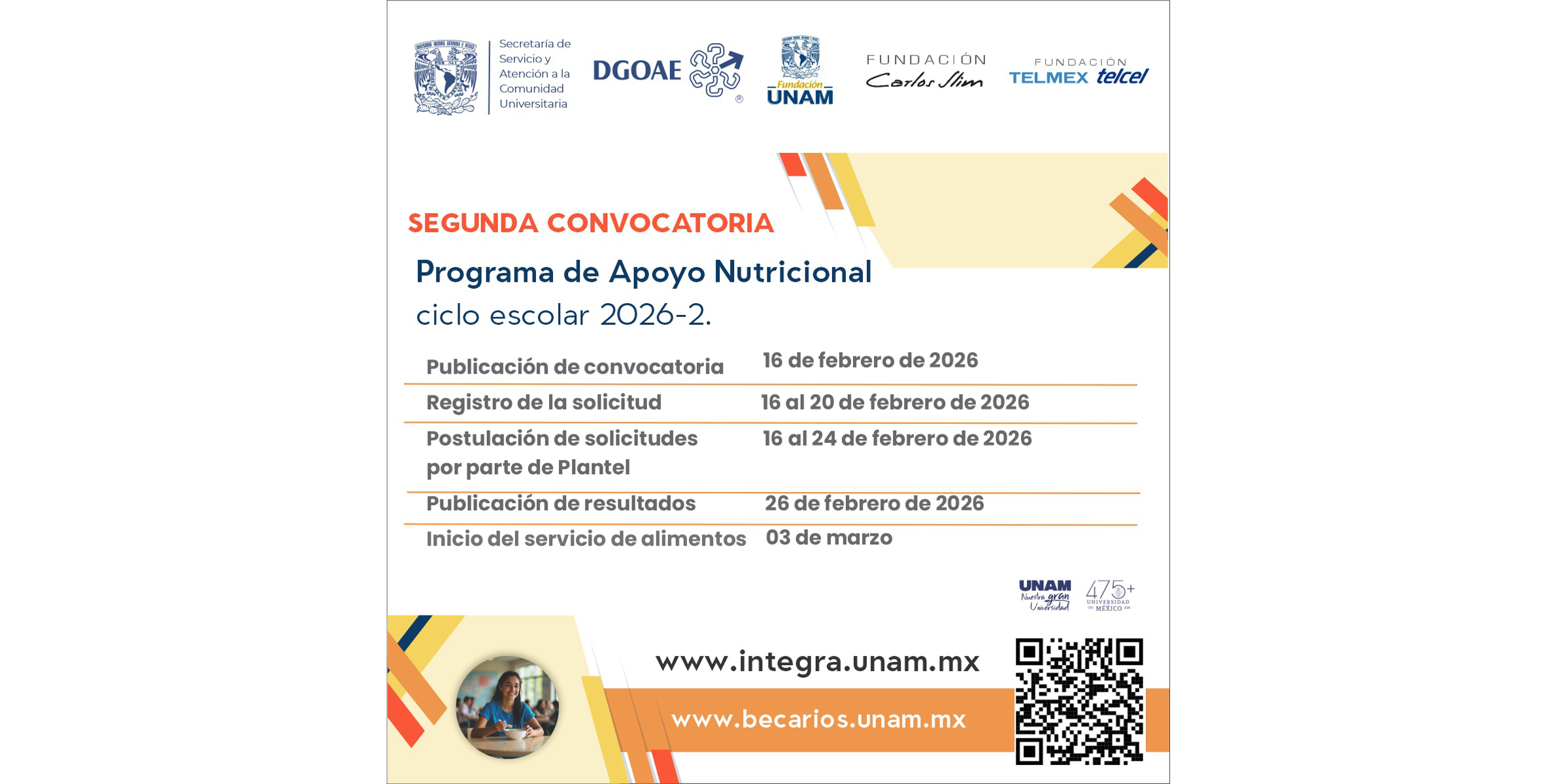 Programa de Apoyo Nutricional Ciclo escolar 2026-2, 2ª Convocatoria